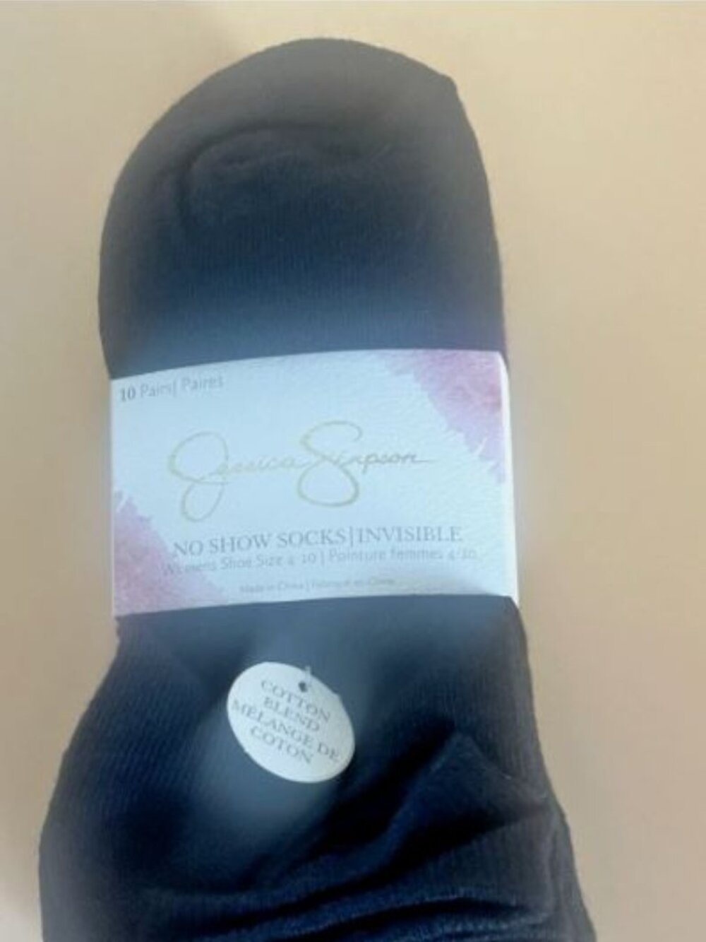 Jessica Simpson Women’s 10 Pairs No Show Socks Size 4–10 Solid Invisible Black
